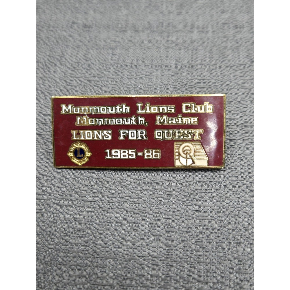 Vintage Monmouth Maine‎ Lions Club Lions For Quest 1985 1986 Enamel Pin